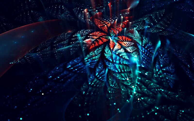 Fractal Flower Pattern — Blue, Dramatic, Night