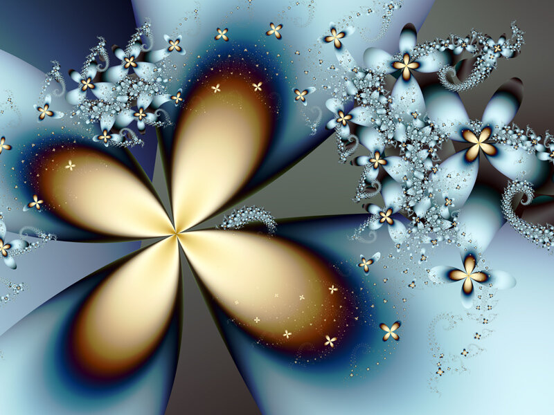 Fractal Flower Pattern — Blue, Dreamy, Digital Art