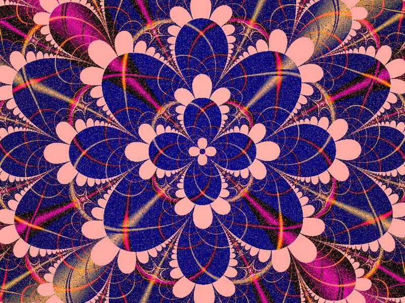 Fractal Flower Pattern — Blue, Hypnotic, Abstract, Flowers, Circles