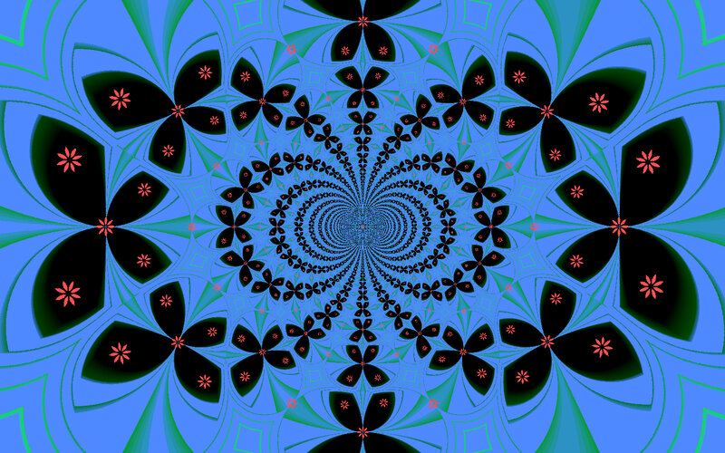 Fractal Flower Pattern — Blue, Hypnotic, Abstract, Flowers