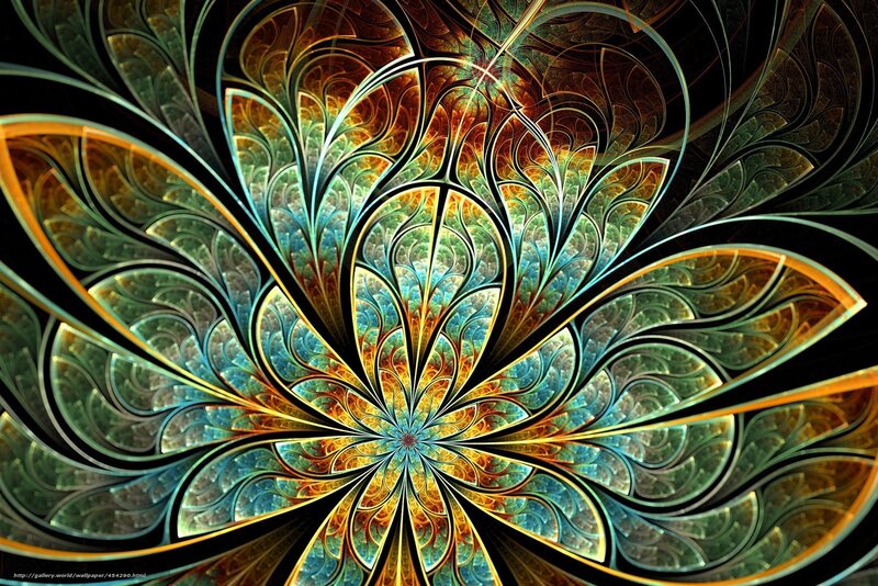 Fractal Flower Pattern — Blue, Hypnotic, Digital Art, Flowers, Spiral, Colors