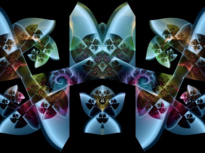 Fractal Flower Pattern — Blue, Hypnotic, Digital Art, Flowers, Spirals