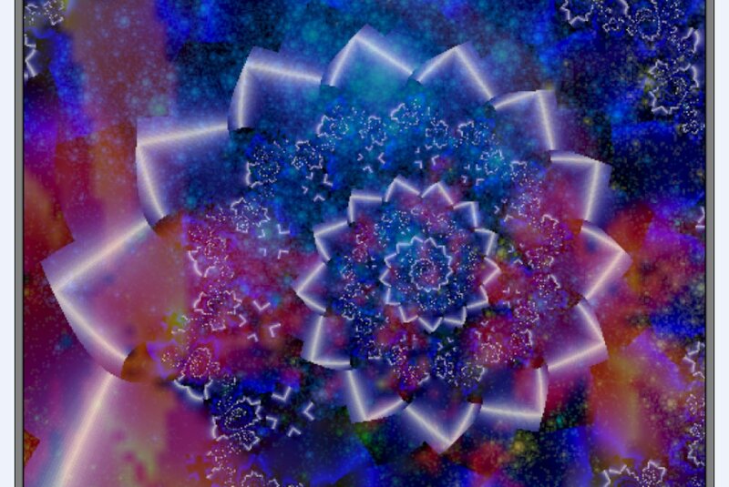 Fractal Flower Pattern — Blue, Hypnotic, Digital Art, Neon Lines