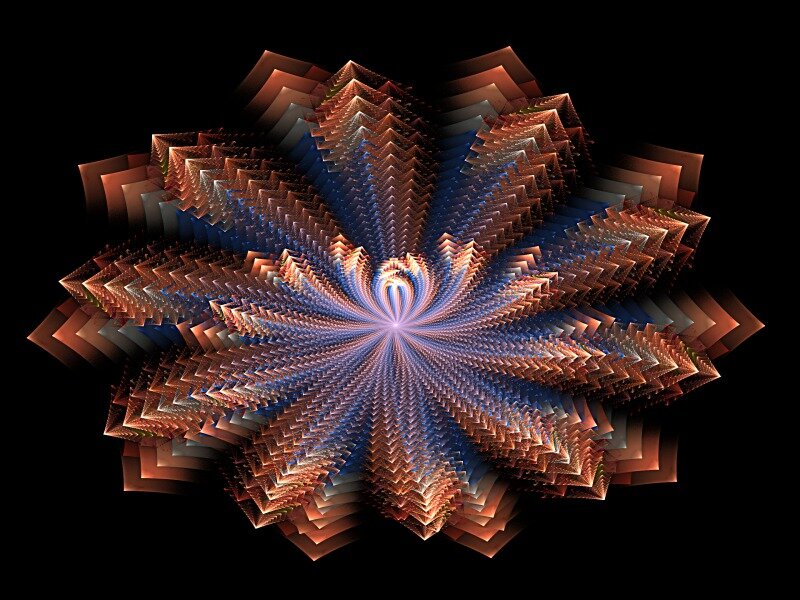 Fractal Flower Pattern — Blue, Hypnotic, Digital Art, Spiral