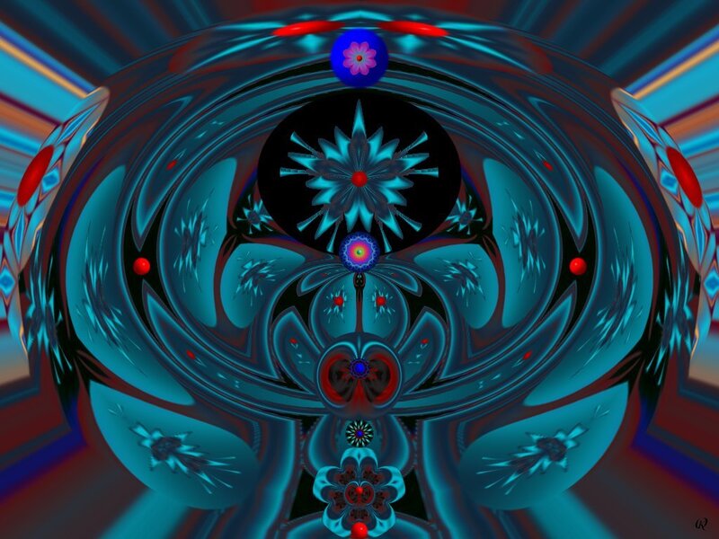 Fractal Flower Pattern — Blue, Hypnotic, Digital Art