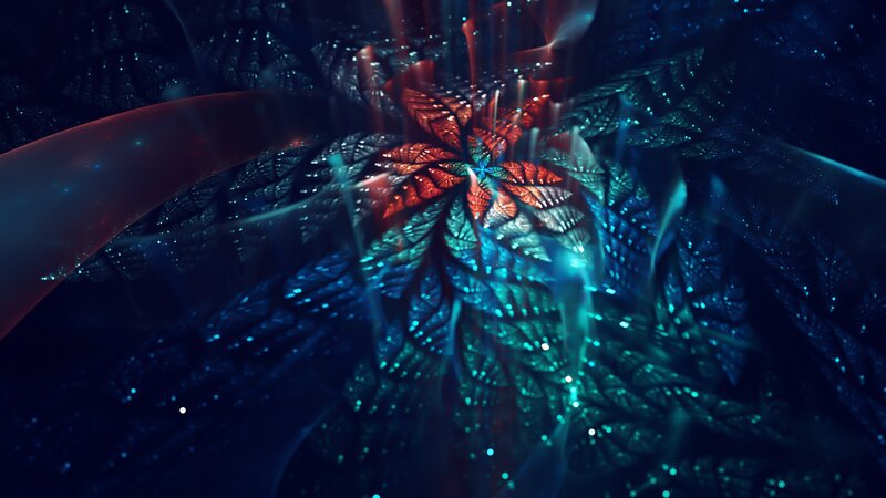 Fractal Flower Pattern — Blue, Mystical, Digital Art