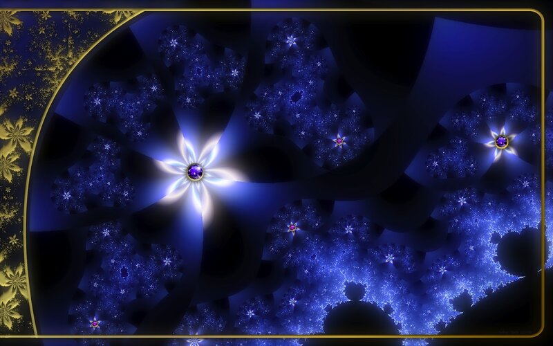 Fractal Flower Pattern — Blue, Mystical