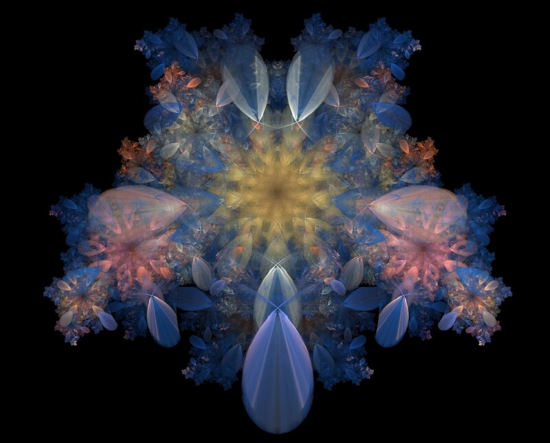 Fractal Flower Pattern — Blue, Symmetrical