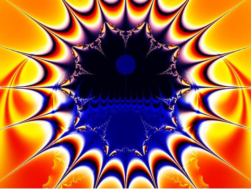 Fractal Flower Pattern — Blue, Vibrant, Abstract, Colorful, Symmetrical
