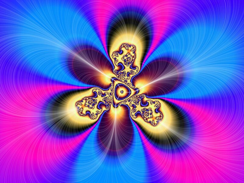 Fractal Flower Pattern — Blue, Vibrant, Abstract