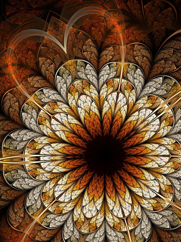 Fractal Flower Pattern — Brown, Intricate