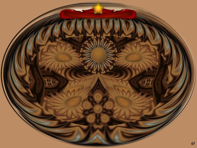 Fractal Flower Pattern — Brown, Symmetrical, Digital Art