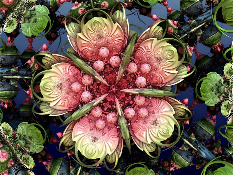 Fractal Flower Pattern — Green, Complex
