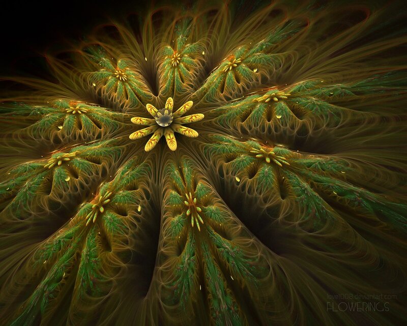 Fractal Flower Pattern — Green, Dramatic