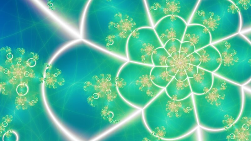 Fractal Flower Pattern — Green, Hypnotic, Digital Art, Circles