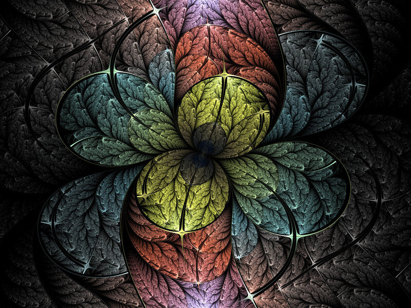 Fractal Flower Pattern — Green, Hypnotic, Digital Art, Leaf Patterns