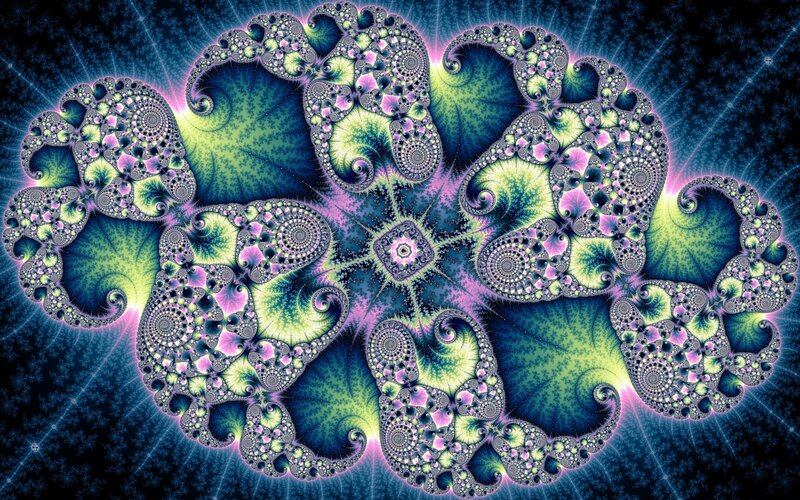 Fractal Flower Pattern — Green, Hypnotic, Digital Art, Spirals