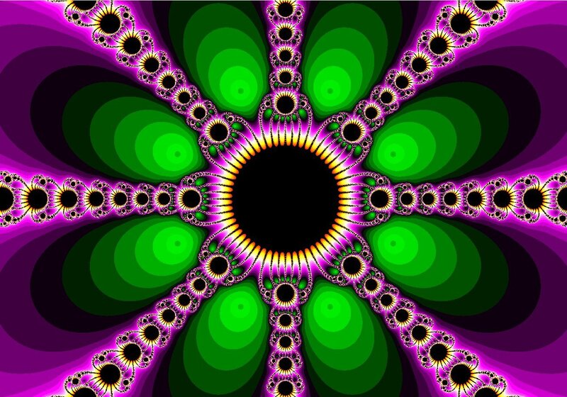 Fractal Flower Pattern — Green, Hypnotic, Digital Art