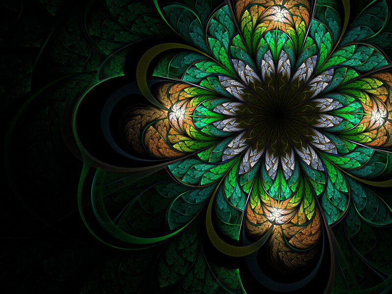 Fractal Flower Pattern — Green, Intricate
