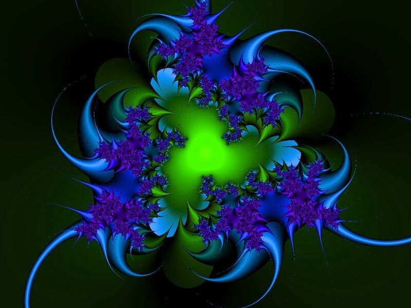 Fractal Flower Pattern — Green, Vibrant, Abstract