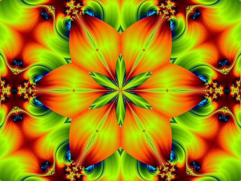 Fractal Flower Pattern — Green, Vibrant, Digital Art