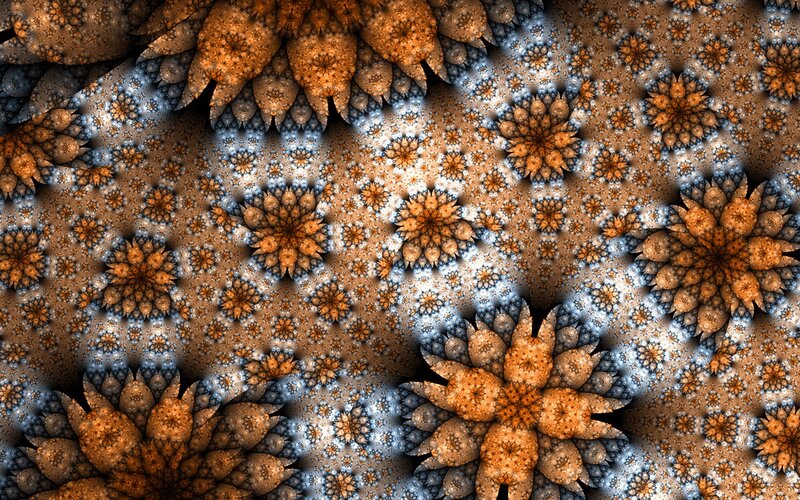 Fractal Flower Pattern — Orange, Complex, Digital Art