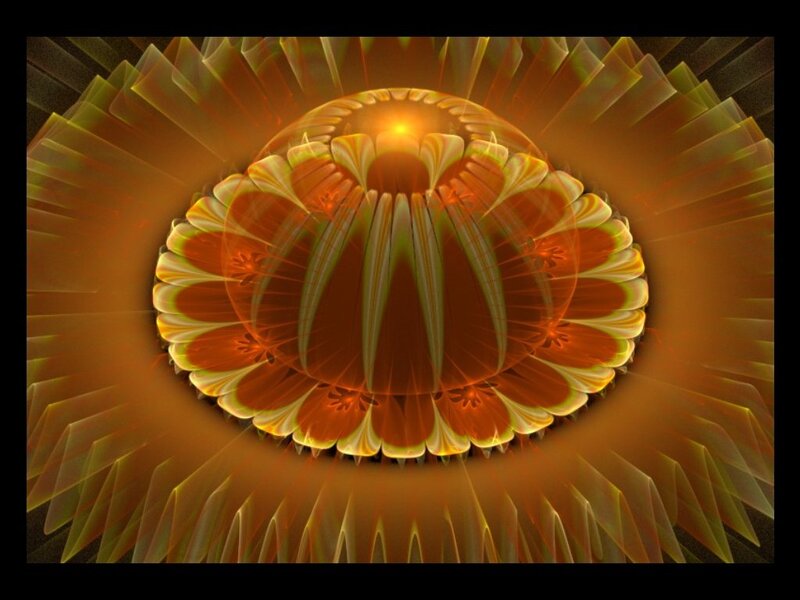 Fractal Flower Pattern — Orange, Dramatic