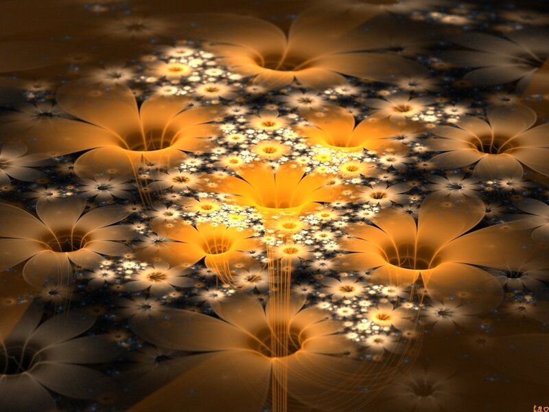 Fractal Flower Pattern — Orange, Hypnotic