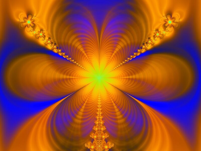 Fractal Flower Pattern — Orange, Vibrant, Digital Art, Flowers, Rays