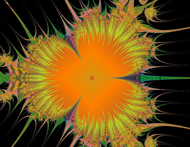 Fractal Flower Pattern — Orange, Vibrant, Digital Art
