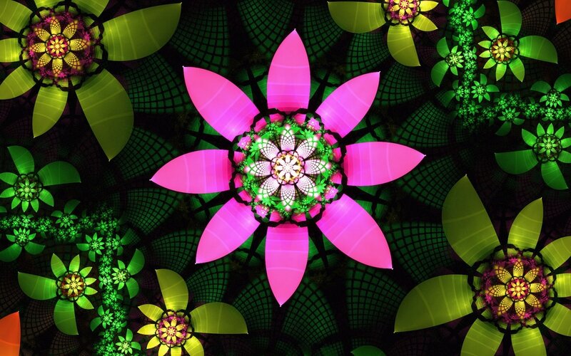 Fractal Flower Pattern — Pink, Hypnotic, Digital Art, Flowers