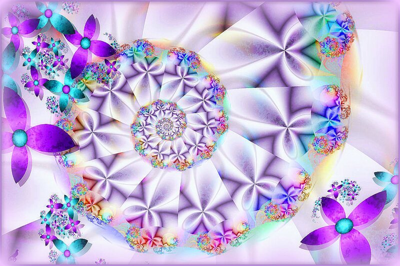 Fractal Flower Pattern — Purple, Dreamy, Digital Art