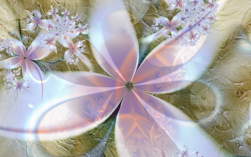Fractal Flower Pattern — Purple, Ethereal, Digital Art, Flowers