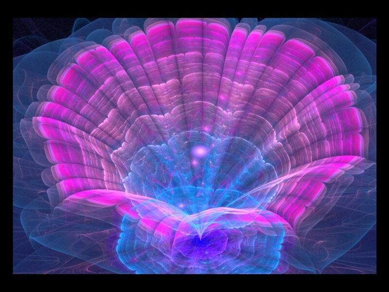Fractal Flower Pattern — Purple, Ethereal, Digital Art, Light