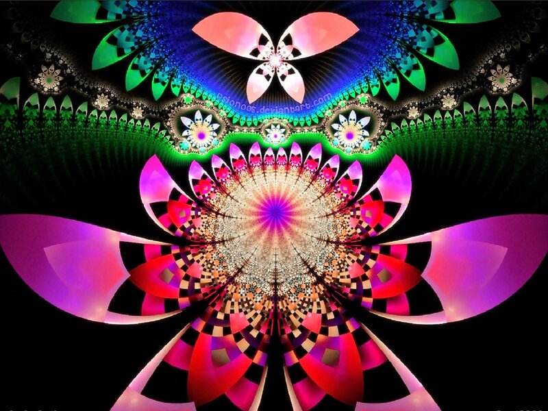 Fractal Flower Pattern — Purple, Hypnotic, Digital Art, Butterfly