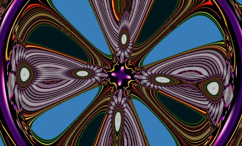 Fractal Flower Pattern — Purple, Hypnotic, Digital Art, Circles
