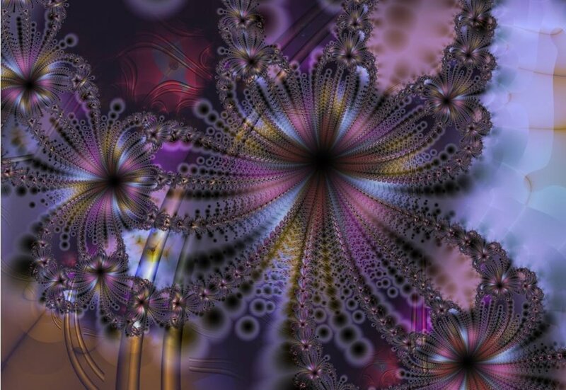 Fractal Flower Pattern — Purple, Hypnotic, Digital Art, Flowers, Circles, Spiral