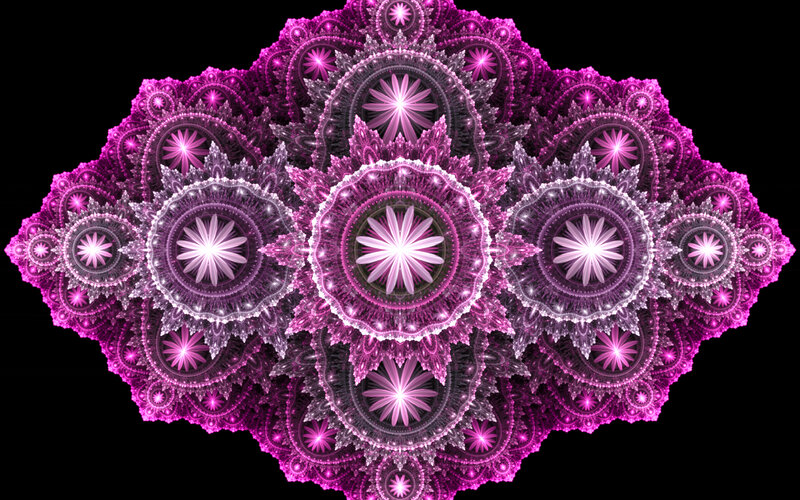 Fractal Flower Pattern — Purple, Hypnotic, Digital Art, Flowers, Circles
