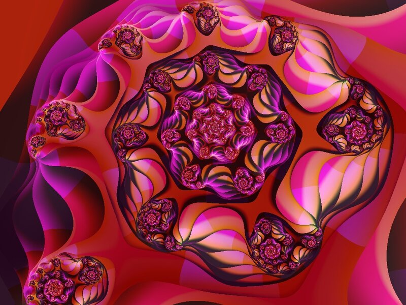 Fractal Flower Pattern — Purple, Hypnotic, Digital Art, Flowers, Spirals, Patterns
