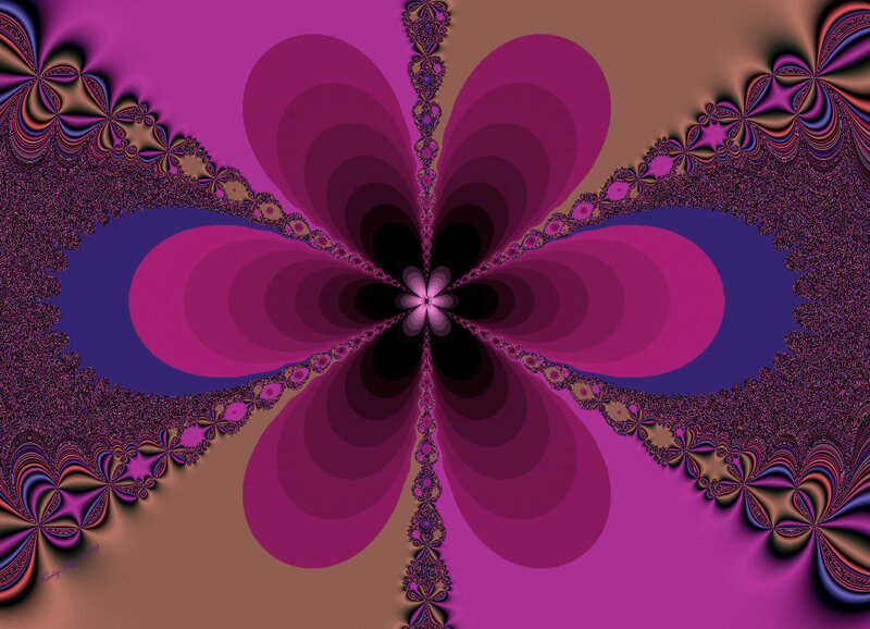 Fractal Flower Pattern — Purple, Hypnotic, Digital Art, Flowers, Symmetry