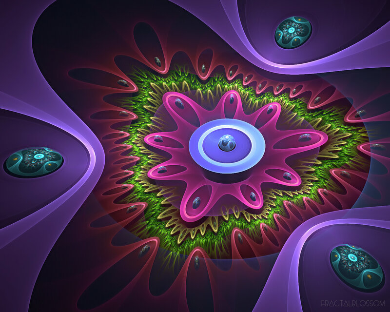 Fractal Flower Pattern — Purple, Hypnotic, Digital Art, Purple Swirls