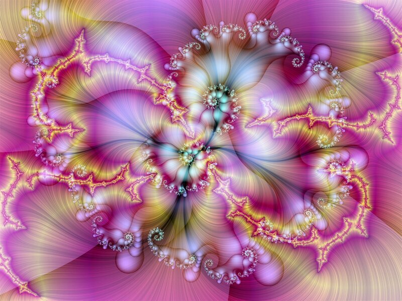 Fractal Flower Pattern — Purple, Hypnotic, Digital Art, Spirals