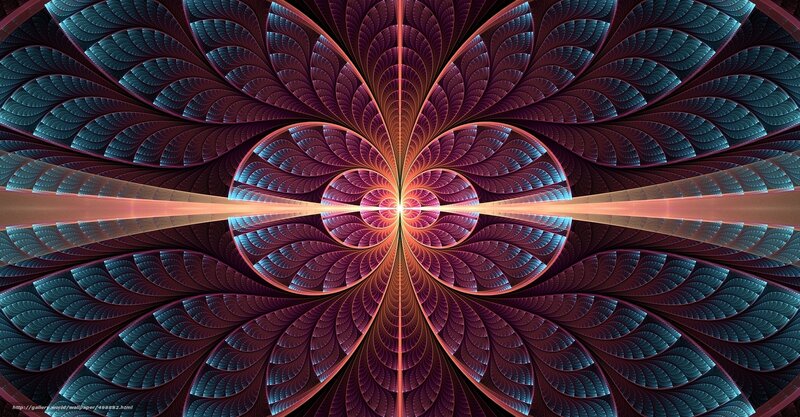 Fractal Flower Pattern — Purple, Hypnotic, Digital Art, Symmetry, Light Rays