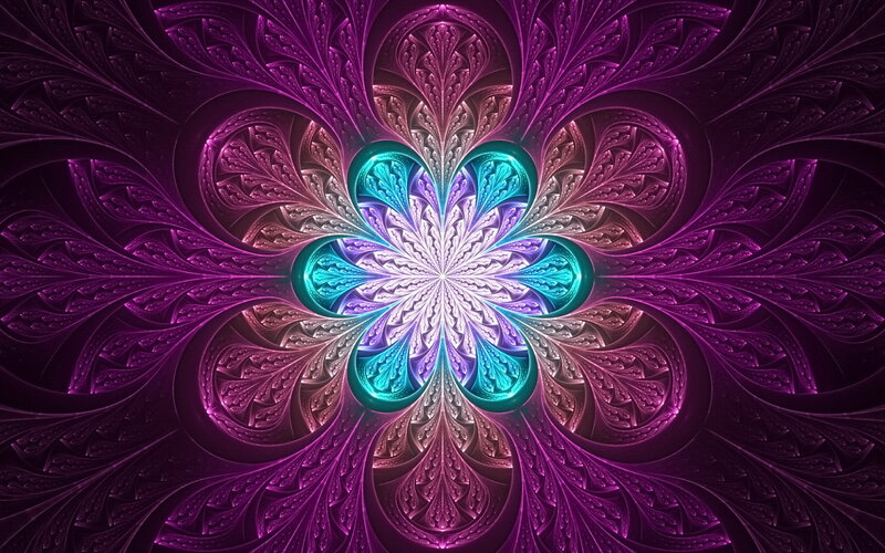 Fractal Flower Pattern — Purple, Hypnotic, Digital Art, Symmetry