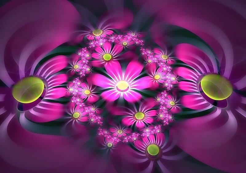 Fractal Flower Pattern — Purple, Hypnotic
