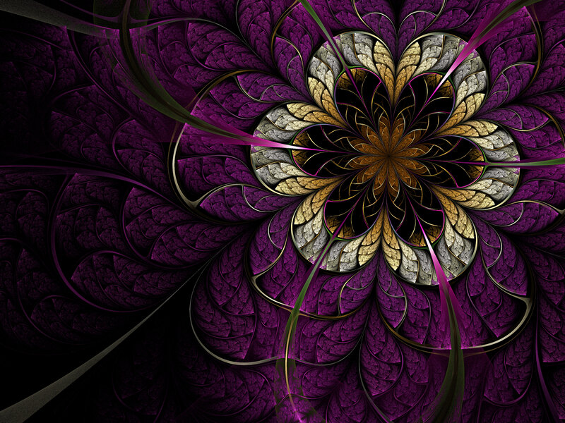 Fractal Flower Pattern — Purple, Intricate