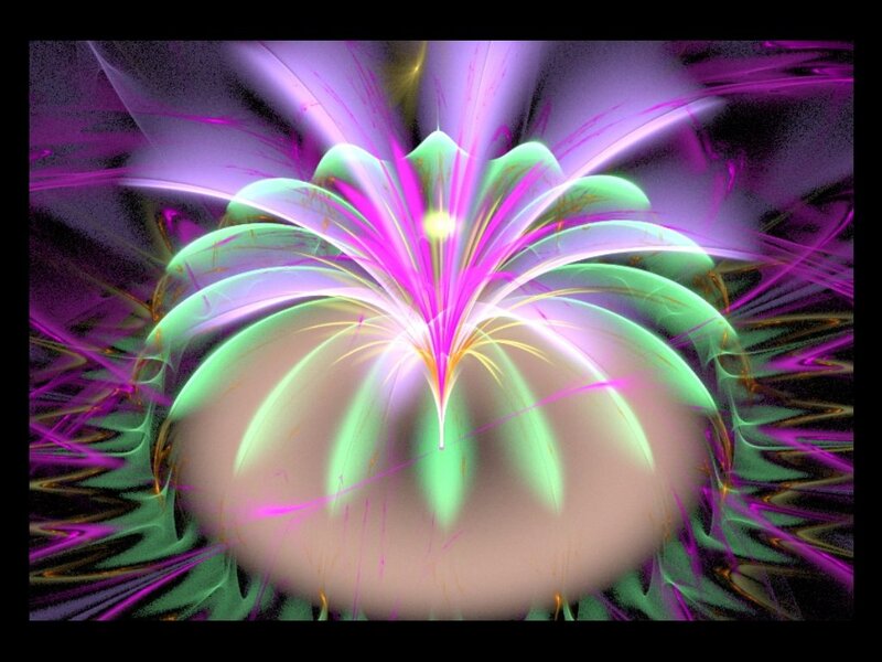 Fractal Flower Pattern — Purple, Vibrant, Digital Art, Light