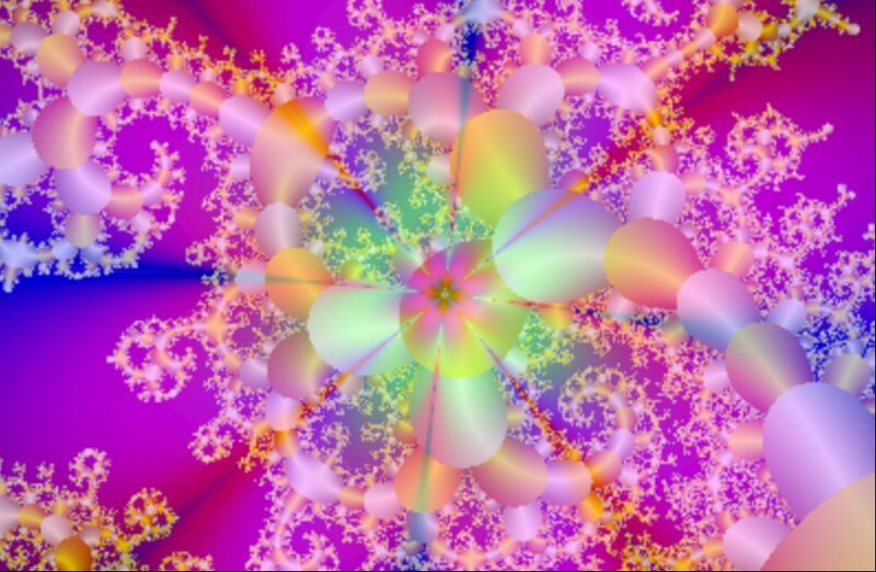 Fractal Flower Pattern — Purple, Vibrant, Digital Art
