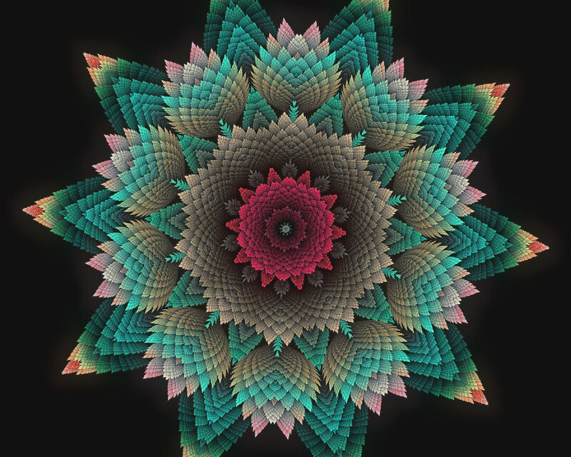 Fractal Flower Pattern — Red, Complex