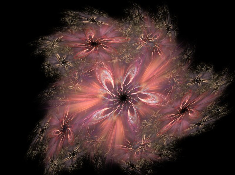 Fractal Flower Pattern — Red, Dramatic, Abstract, Flowers